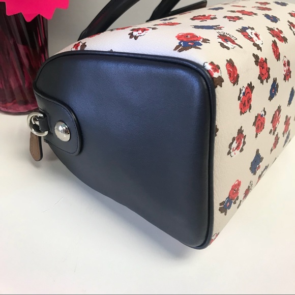 Coach F57627 Mini Bennett Rose Floral Chalk & Black Handbag Purse - Picture 4 of 8